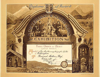 Certificate from the New Zealand and South Seas International Exhibition